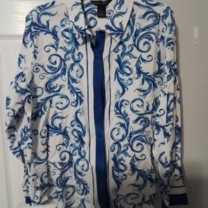 Investments Blue and White Patterned Shirt